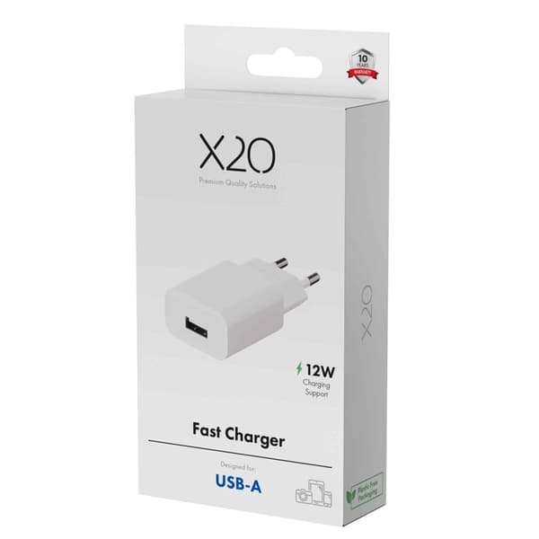 X2O 12 W hemmaladdare USB-A vit