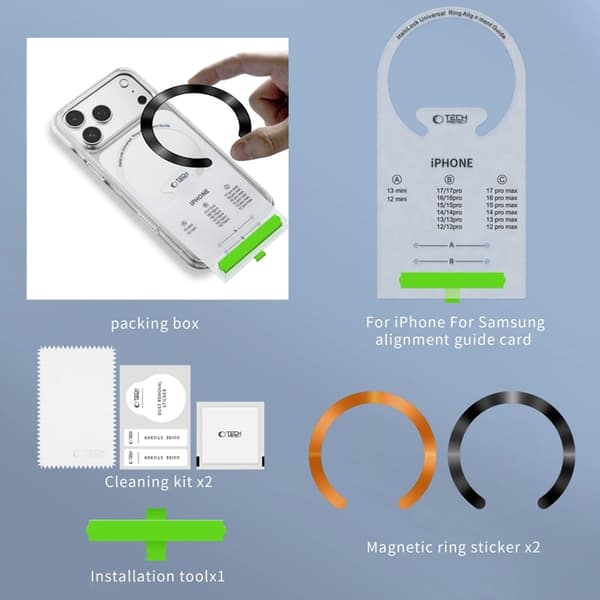 Tech-Protect 2-Pack MagSafe Magnetic Ring MMP-210 - Svart/Orange