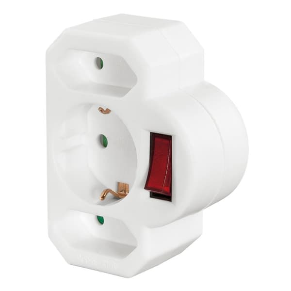 HAMA Adapter 3-vejs med afbryderadapter hvid