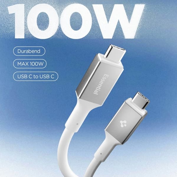 Spigen USB-C til USB-C Kabel 2m 100W - Hvid
