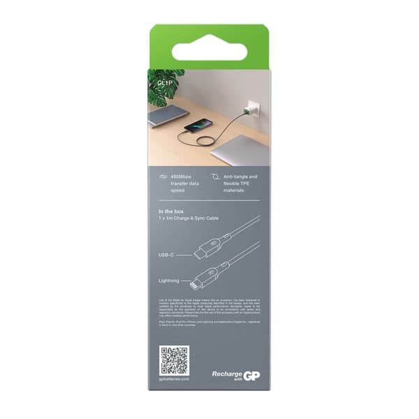 GP Kabel USB-A til Lightning CL1P 1m