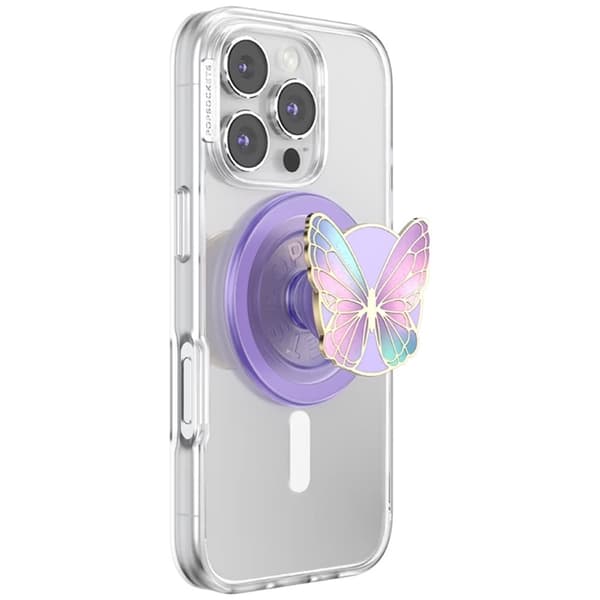 PopSockets MagSafe Pop-up-pidike ja jalusta Emaliperhonen Prisma - Laventeli