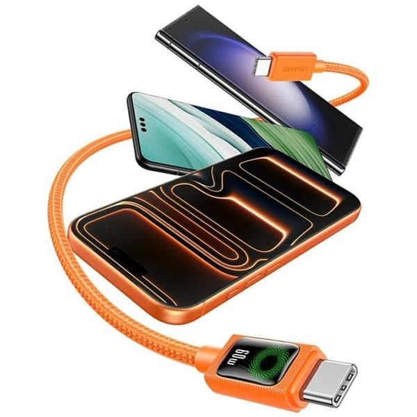 USAMS USB-C–USB-C 60W kaapeli 1.2m SJ773 - Oranssi