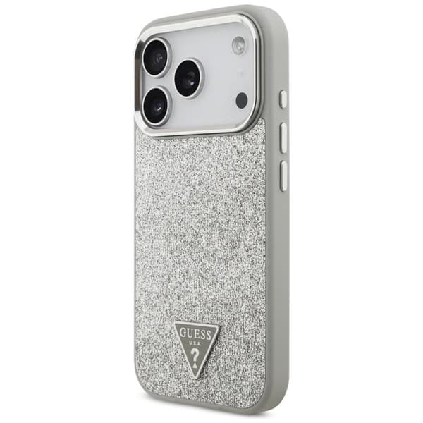 Guess Mobilskal till iPhone 17 Pro MagSafe Glitter Triangle Logo - Silver