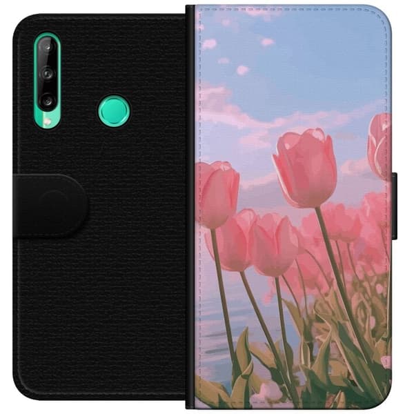 Plånboksfodral till Huawei P40 lite E med Rosa Tulpaner