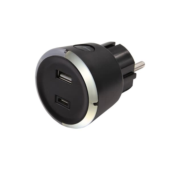 CAPIDI Sikkerhedstimer USB A+C 1-4 3.4A Sort