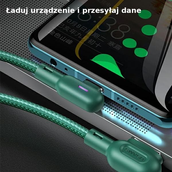 USAMS Kulmakaapeli U57 microUSB 1.2m vihreä SJ458USB02
