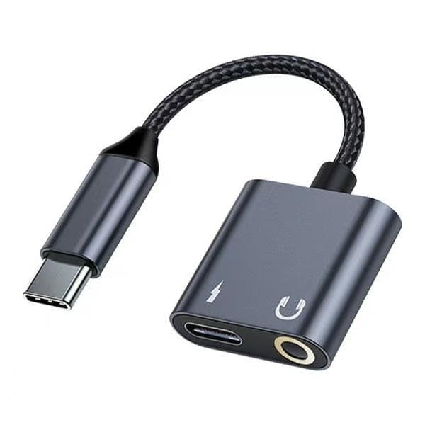 Beline USB-C til USB-C/Audio Splitter Adapterstik 3.55mm 60W - Sort