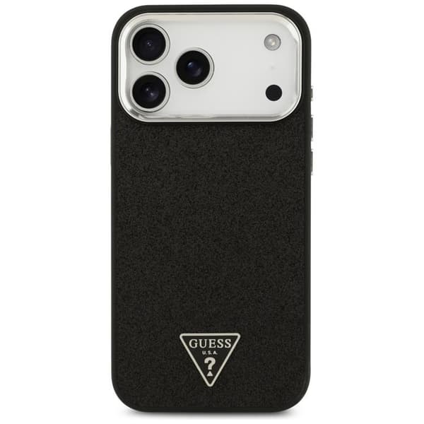 Guess Telefontaske til iPhone 17 Pro Max MagSafe Glitter Triangle Logo - Sort
