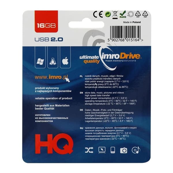 Imro Bærbar Hukommelsespendrive Sort 16GB