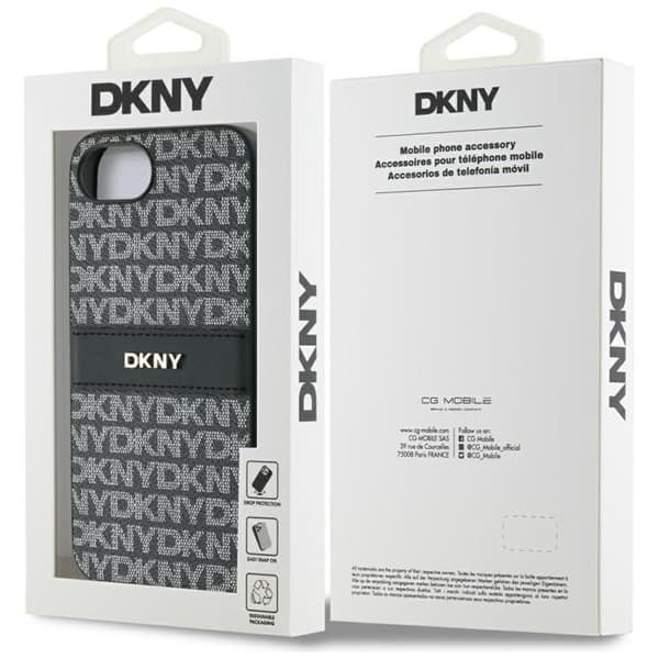 DKNY telefontaske til iPhone 16e Repeat Texture Tonal Stripe - Sort