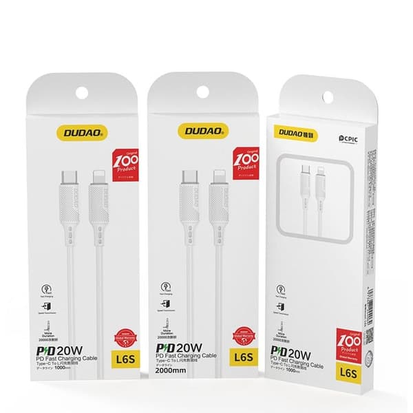 Dudao USB-C til Lightning Kabel 1M 20W PD L6S - Hvid