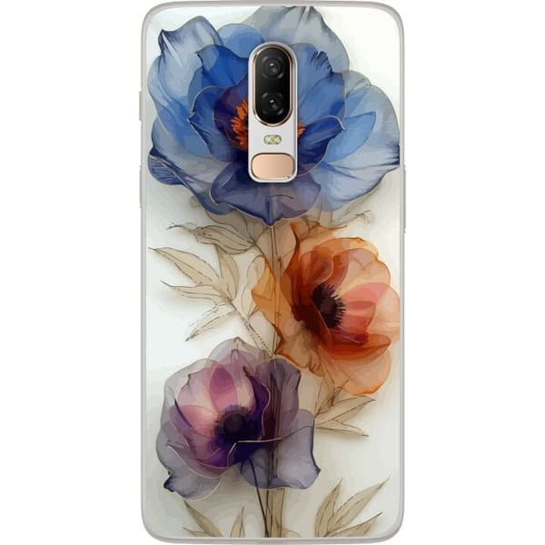 Taske til OnePlus 6 med silkeblomster