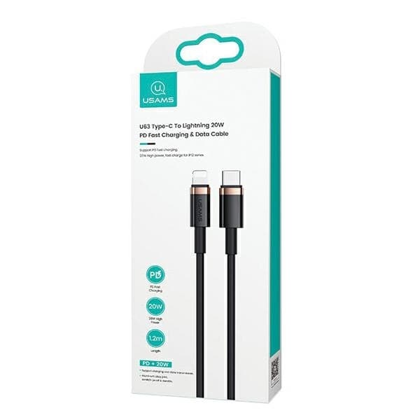 USAMS Kabel U63 USB-C–Lightning 1,2m 20W (US-SJ484) - Sort