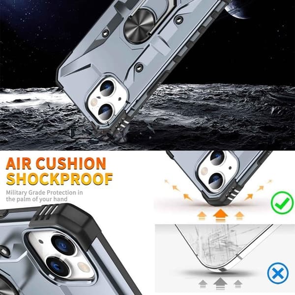 iPhone 14 Kuori Sormipidike Armor - Harmaa