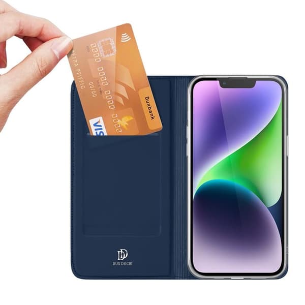 DUX DUCIS Skin Pro iPhone 15 Plus Plånboksfodral PU Läder - Blå