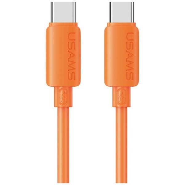 USAMS USB-C–USB-C 60W kaapeli 3A 1m silikoni U98 - Oranssi