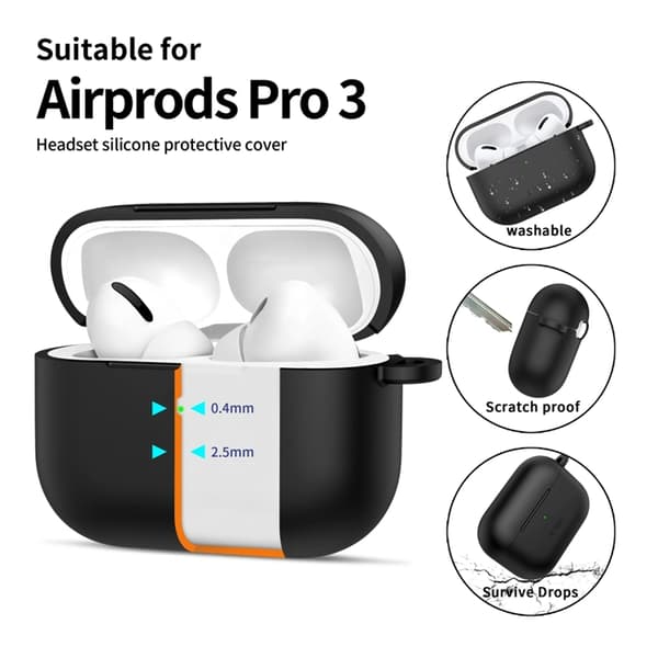 Tech-Protect Apple Airpods Pro 3 Etui Silikone Krog - Sort