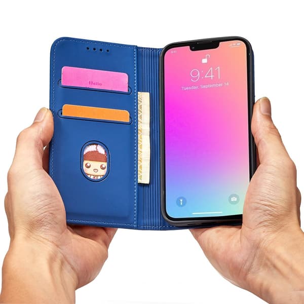 iPhone 13 Pro Max Pung Taske Magnetstativ - Blå