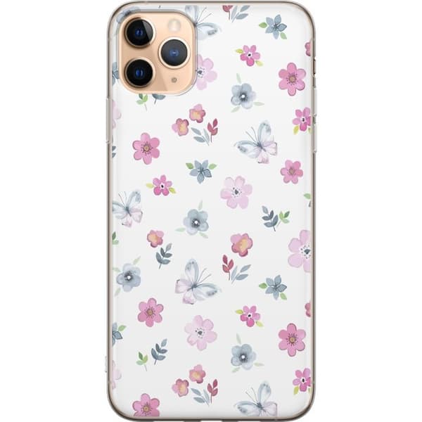 Telefontaske til Apple iPhone 11 Pro Max med blomster og sommerfugle