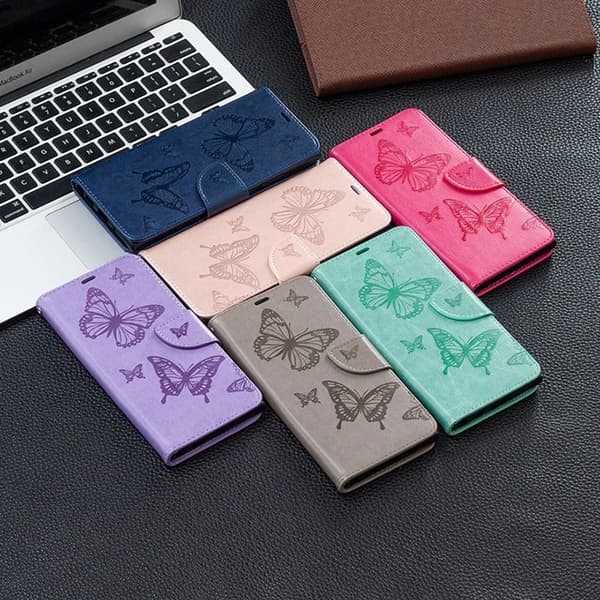 Plånboksfodral För iPhone 14 Pro Max Imprint Butterfly - Lila