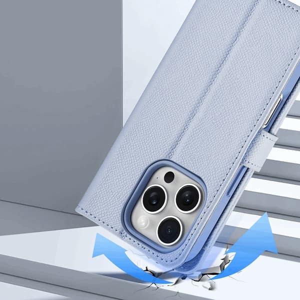Dux Ducis iPhone 16 Pro Max Plånboksfodral Lawa Läder - Blå