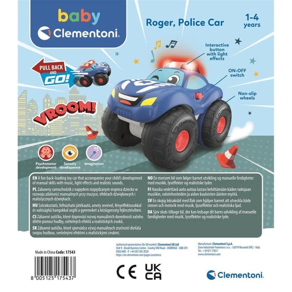 CLEMENTONI Stunt Wheels Pullback Car Police