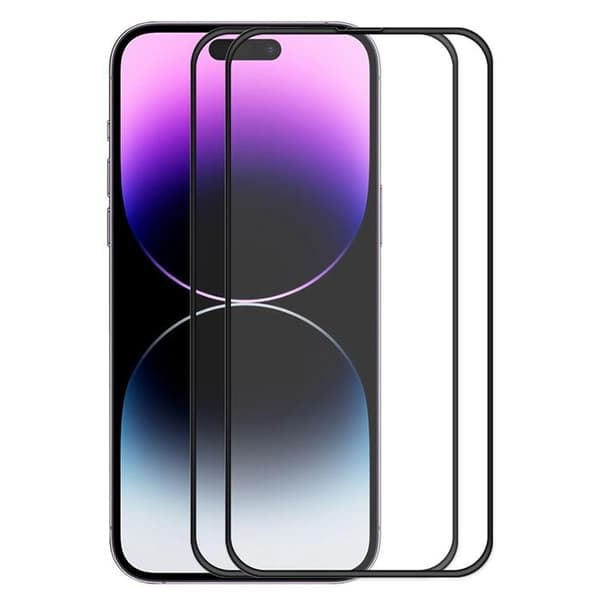 [2-PACK] iPhone 15 Pro Karkaistu lasinen näytönsuoja - Musta