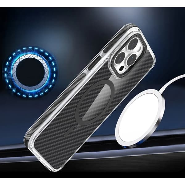 Telefontaske til iPhone 17 Pro Max Magsafe Fiber - Sort