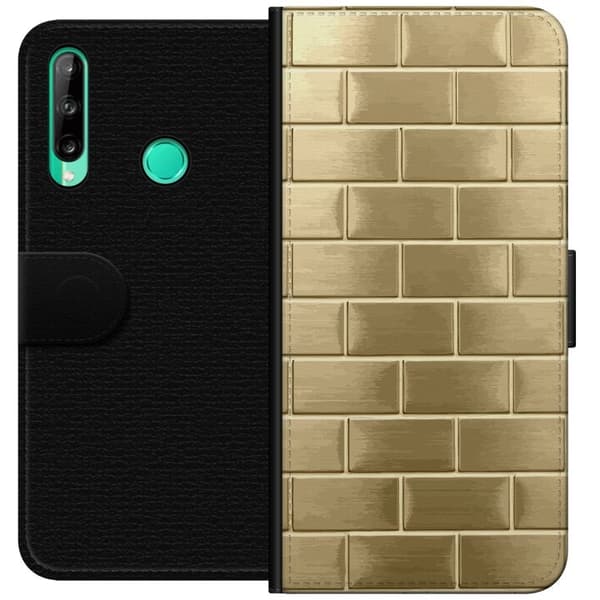 Plånboksfodral till Huawei P40 lite E med Gyllene Murstenar