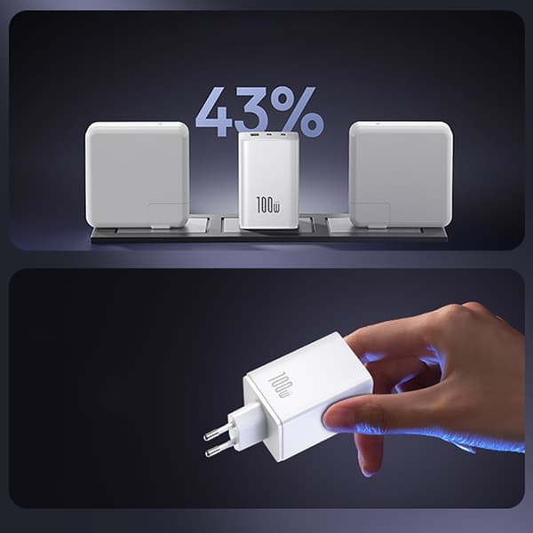 Baseus Hurtigoplader 2 x USB-C/USB-A 100W EnerFill FE11 - Hvid