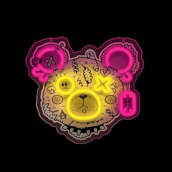 Forever Light Neon ART LED PUNK TEDDY BEAR FLA01 - Rosa/Gul