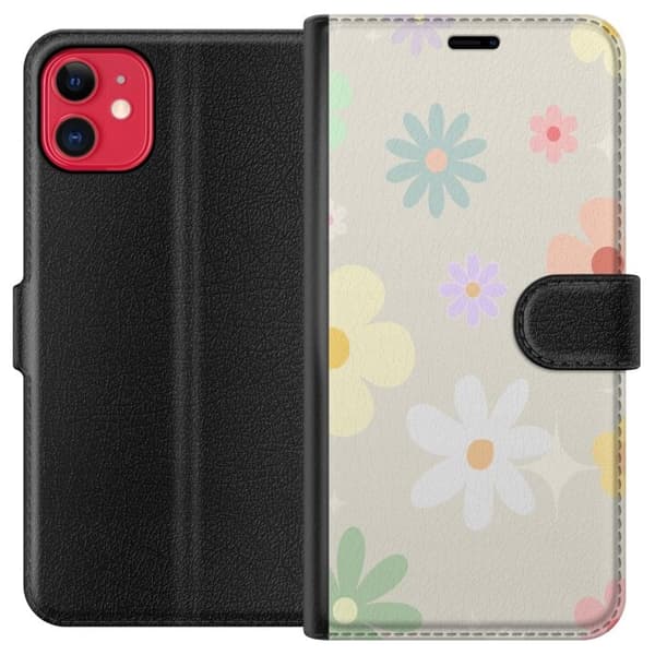 Plånboksfodral till Apple iPhone 11 med fejdande blommor