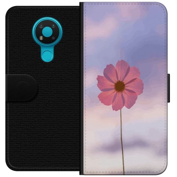 Plånboksfodral till Nokia 3.4 med Rosa blomma