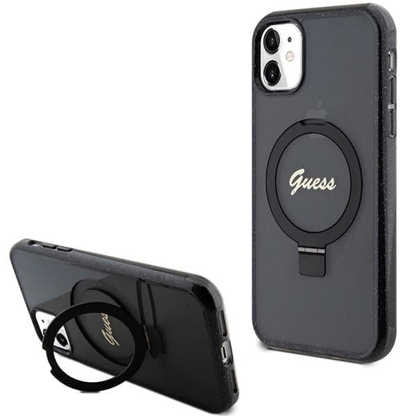 Guess telefontaske til iPhone 11/Xr MagSafe Ringstativ Script Glit MagSafe