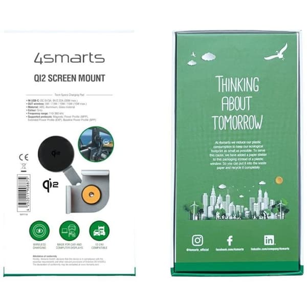4smarts Qi2 Magnetisk Mobil Skærmmontering - Grå