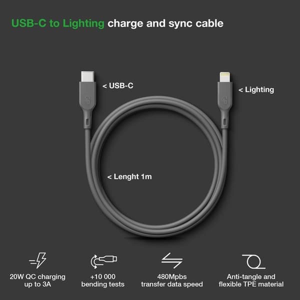 GP Kabel USB-A Till Lightning CL1P 1m