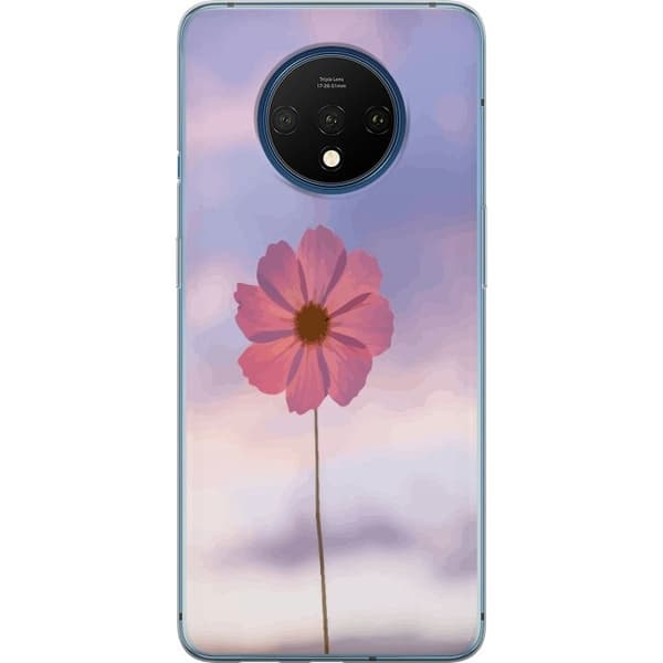 Taske til OnePlus 7T med lyserød blomst