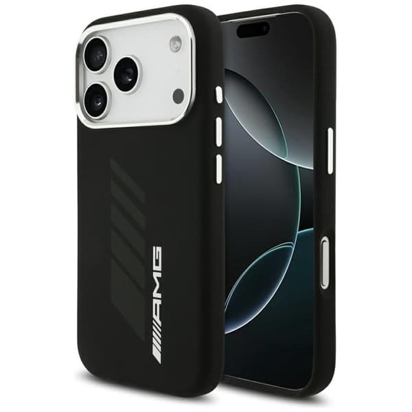 AMG telefontaske til iPhone 17 Pro MagSafe silikone oversize romber - sort