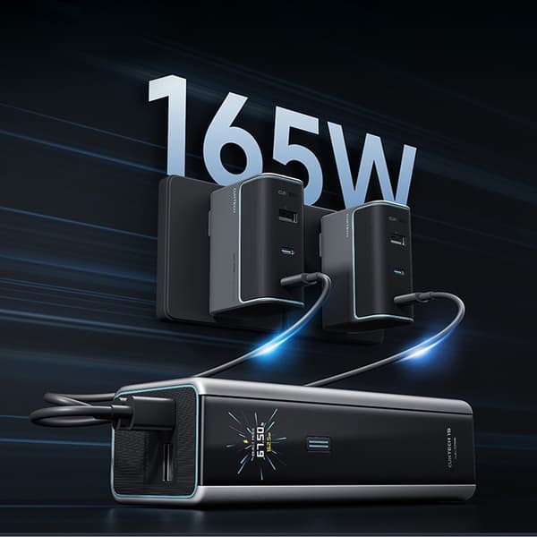 Cuktech Powerbank 20000 mAh 210W 2xUSB-C 1xUSB-A - Harmaa