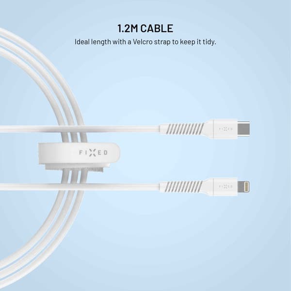 FIXED LIQUID silikonikaapeli USB-C/Lightning 1.2m Valkoinen