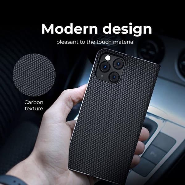 iPhone 16 Pro Max Plånboksfodral Luna Carbon - Svart