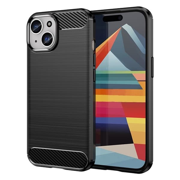 Mobilskal till iPhone 15 Plus Carbon Fiber Brushed - Svart