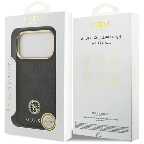 Guess Mobilcover til iPhone 17 Pro Magsafe Strass Logo - Sort