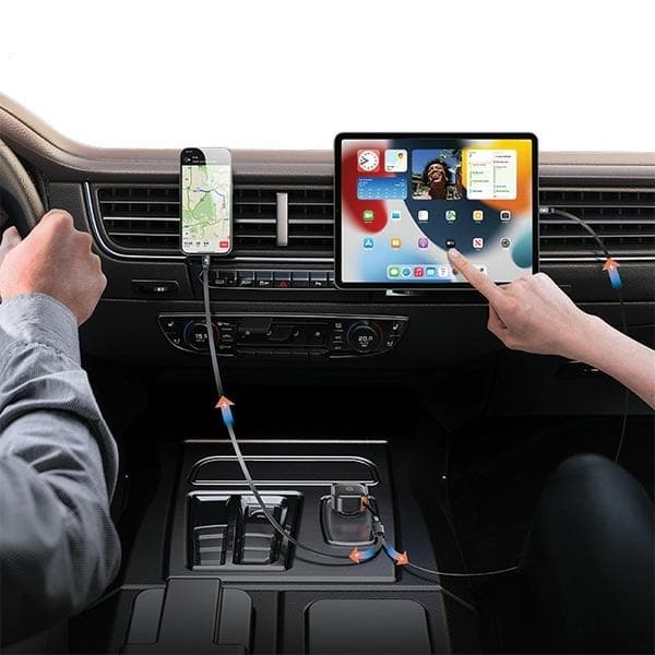 USAMS C41 biloplader 30W 2xUSB-C med kabel - sort