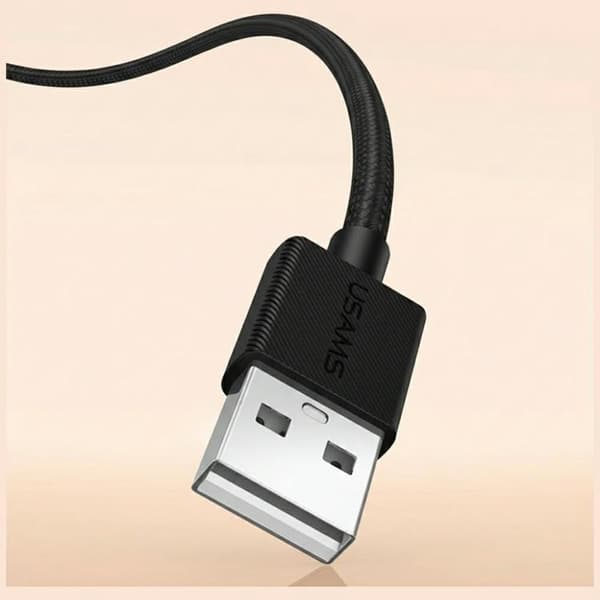 USAMS USB-C–USB-A 18W kaapeli 1.2m U92 - Musta