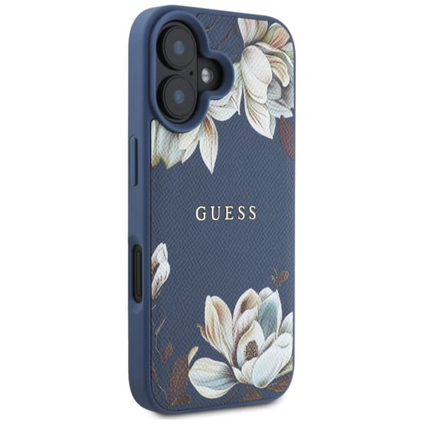 Guess Mobilskal till iPhone 16 Magsafe Flower Pattern - Blå