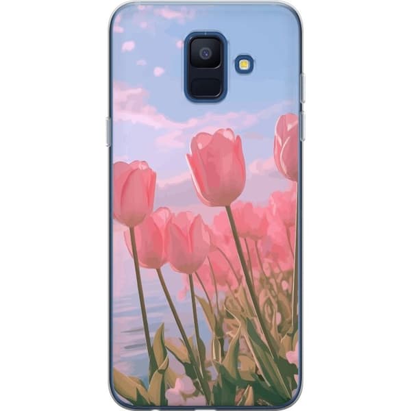 Telefontaske til Samsung Galaxy A6 (2018) med Lyserøde Tulipaner