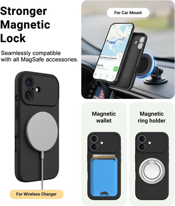 Telefontaske til iPhone 17 Magsafe Liquid Silicone - Sort