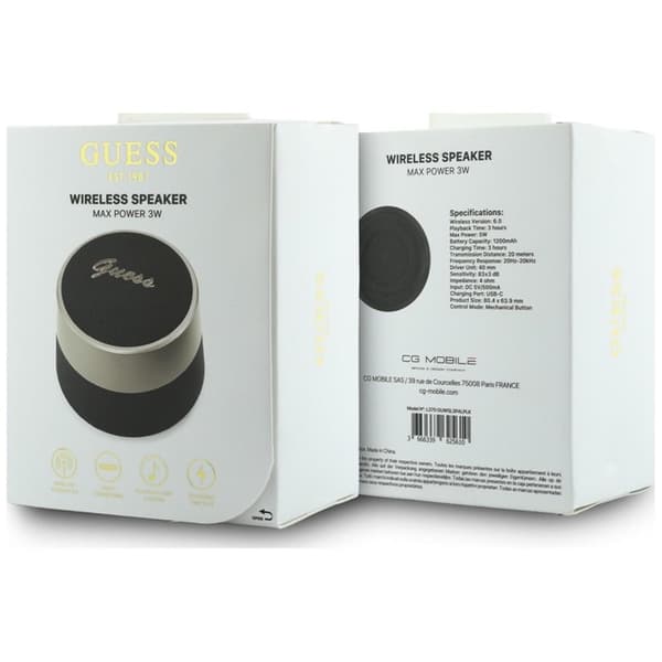 Guess Bluetooth Högtalare Script Metal Logo 5W - Svart